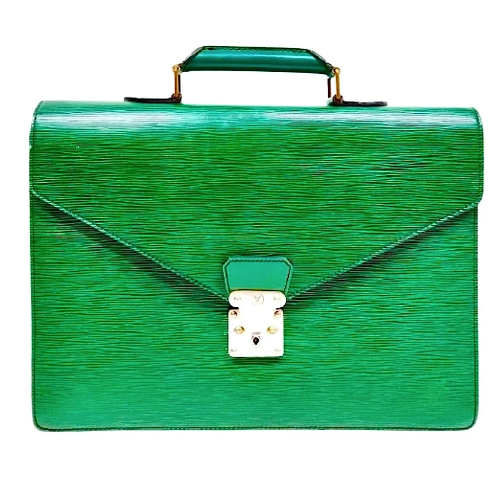 LOUIS VUITTON Borneo Green Epi Leather Ambassador Top Handle Laptop Briefcase